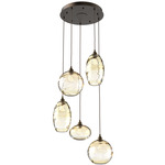 Misto Round Multi Light Pendant - Flat Bronze / Optic Amber