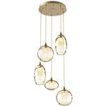 Misto Round Multi Light Pendant - Gilded Brass / Optic Amber
