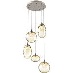 Misto Round Multi Light Pendant - Beige Silver / Optic Amber