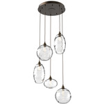 Misto Round Multi Light Pendant - Flat Bronze / Optic Clear