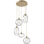Misto Round Multi Light Pendant - Gilded Brass / Optic Clear