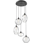 Misto Round Multi Light Pendant - Matte Black / Optic Clear