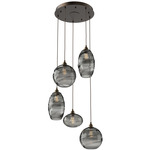 Misto Round Multi Light Pendant - Flat Bronze / Optic Smoke