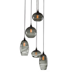 Misto Round Multi Light Pendant - Matte Black / Optic Smoke