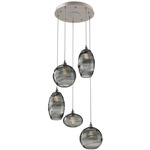 Misto Round Multi Light Pendant - Beige Silver / Optic Smoke