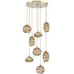Misto Round Multi Light Pendant - Gilded Brass / Optic Bronze