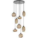 Misto Round Multi Light Pendant - Matte Black / Optic Bronze