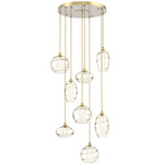Misto Round Multi Light Pendant - Gilded Brass / Optic Amber