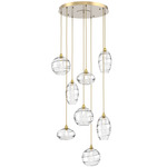 Misto Round Multi Light Pendant - Gilded Brass / Optic Clear