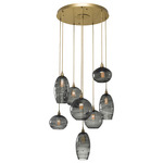 Misto Round Multi Light Pendant - Gilded Brass / Optic Smoke