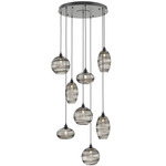 Misto Round Multi Light Pendant - Matte Black / Optic Smoke