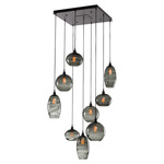 Misto Square Multi Light Pendant - Matte Black / Optic Smoke