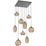 Misto Square Multi Light Pendant - Matte Black / Optic Bronze