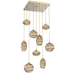 Misto Square Multi Light Pendant - Gilded Brass / Optic Bronze