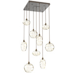 Misto Square Multi Light Pendant - Flat Bronze / Optic Amber