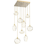 Misto Square Multi Light Pendant - Gilded Brass / Optic Amber