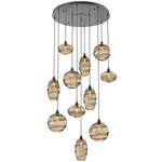 Misto Round Multi Light Pendant - Matte Black / Optic Bronze