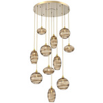 Misto Round Multi Light Pendant - Gilded Brass / Optic Bronze