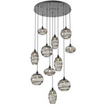 Misto Round Multi Light Pendant - Matte Black / Optic Smoke