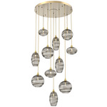 Misto Round Multi Light Pendant - Gilded Brass / Optic Smoke