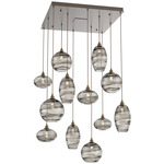 Misto Square Multi Light Pendant - Flat Bronze / Optic Smoke