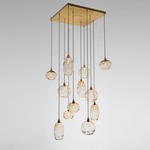 Misto Square Multi Light Pendant - Gilded Brass / Optic Smoke