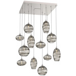 Misto Square Multi Light Pendant - Beige Silver / Optic Smoke