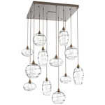 Misto Square Multi Light Pendant - Flat Bronze / Optic Clear