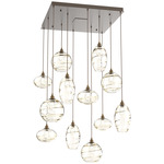 Misto Square Multi Light Pendant - Flat Bronze / Optic Amber