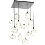 Misto Square Multi Light Pendant - Matte Black / Optic Amber