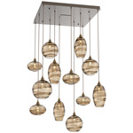 Misto Square Multi Light Pendant - Flat Bronze / Optic Bronze