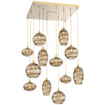 Misto Square Multi Light Pendant - Gilded Brass / Optic Bronze