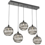 Terra Linear Multi Light Pendant - Matte Black / Optic Smoke
