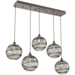 Terra Linear Multi Light Pendant - Flat Bronze / Optic Smoke