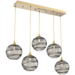 Terra Linear Multi Light Pendant - Gilded Brass / Optic Smoke