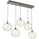 Terra Linear Multi Light Pendant - Flat Bronze / Optic Amber