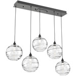 Terra Linear Multi Light Pendant - Matte Black / Optic Clear