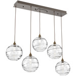 Terra Linear Multi Light Pendant - Flat Bronze / Optic Clear