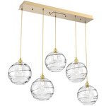 Terra Linear Multi Light Pendant - Gilded Brass / Optic Clear