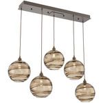 Terra Linear Multi Light Pendant - Flat Bronze / Optic Bronze