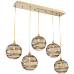 Terra Linear Multi Light Pendant - Gilded Brass / Optic Bronze
