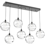 Terra Linear Multi Light Pendant - Matte Black / Optic Clear