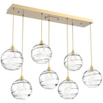 Terra Linear Multi Light Pendant - Gilded Brass / Optic Clear