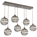 Terra Linear Multi Light Pendant - Flat Bronze / Optic Smoke