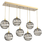 Terra Linear Multi Light Pendant - Gilded Brass / Optic Smoke