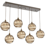 Terra Linear Multi Light Pendant - Flat Bronze / Optic Bronze