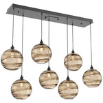 Terra Linear Multi Light Pendant - Matte Black / Optic Bronze