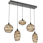 Misto Linear Multi Light Pendant - Matte Black / Optic Bronze