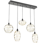 Misto Linear Multi Light Pendant - Matte Black / Optic Amber