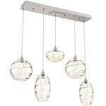 Misto Linear Multi Light Pendant - Beige Silver / Optic Amber
